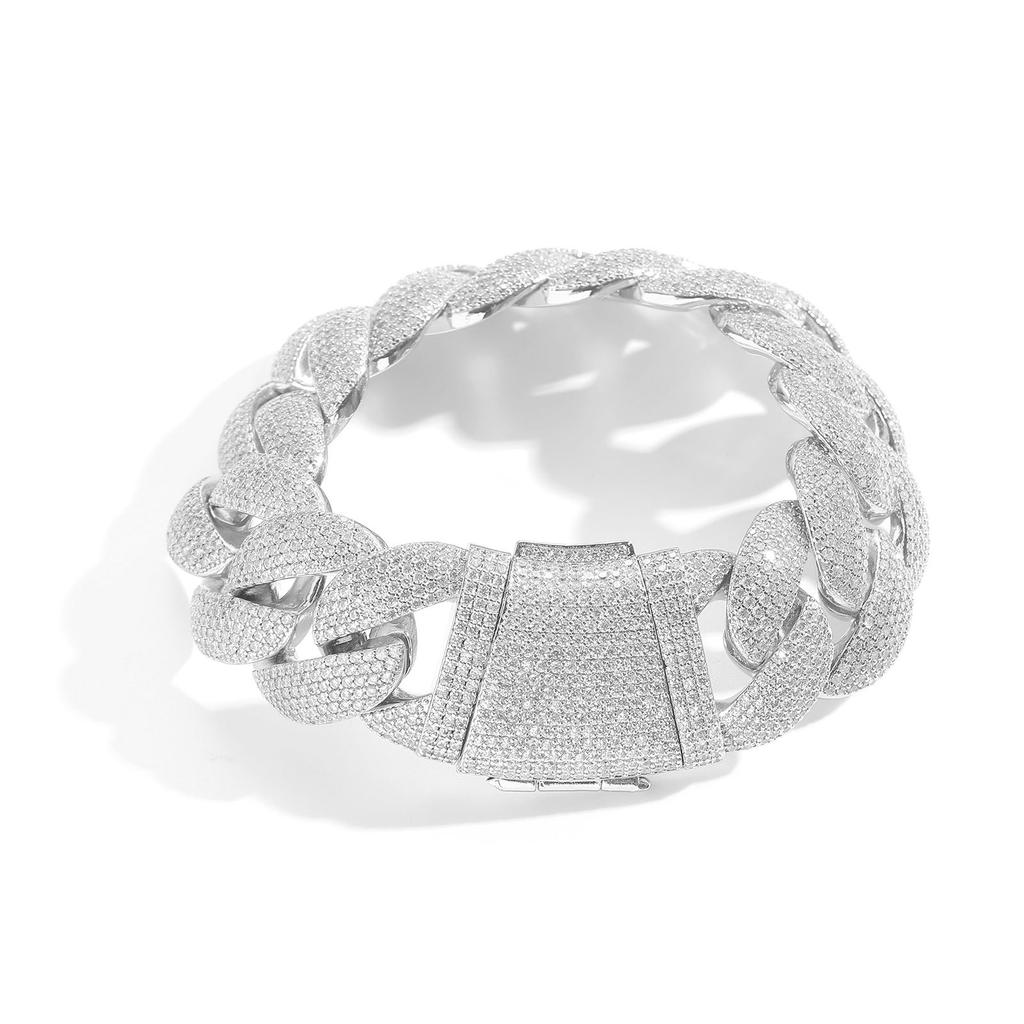 Hot Selling Luxury Fashion Hip Hop Jewelry 14K Gold Plated 22mm Wide Bling CZ Iced Out Bubble Cuban Link Bracelet for Men