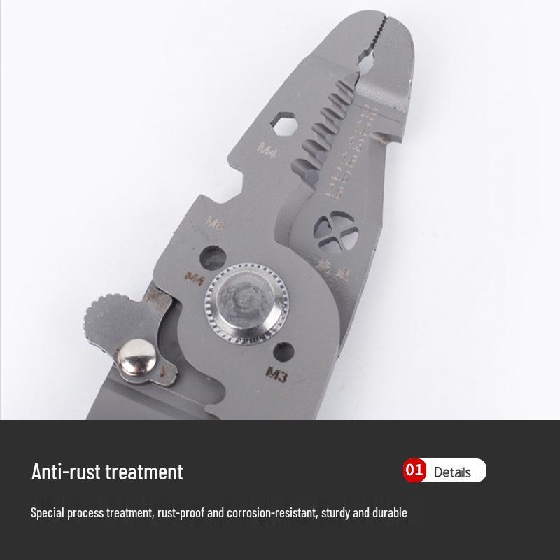 Adjustable Multifunctional Wire Stripper & Cutter with Crimping Pliers and Bent Handle