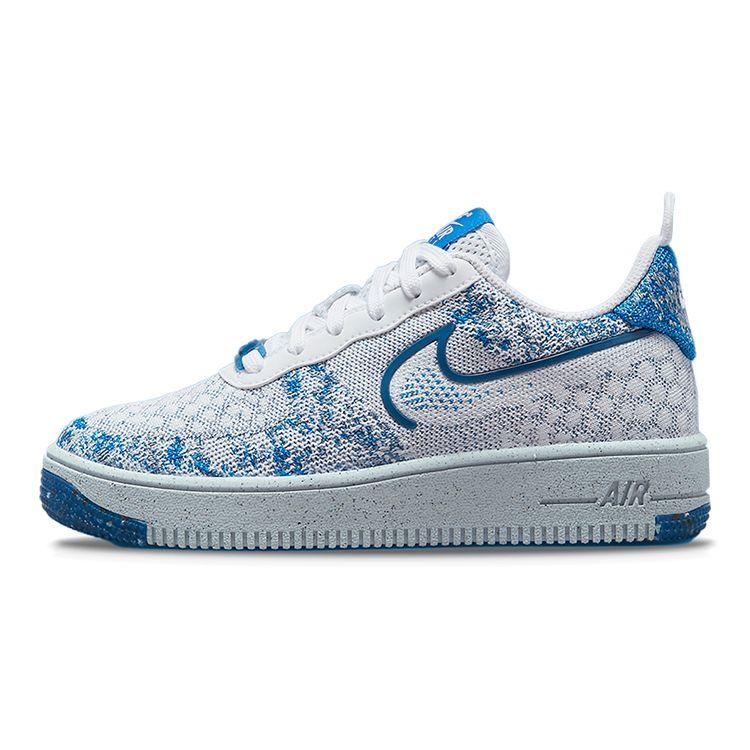 Nike Air Force 1 Crater Flyknit Gs White Dark Marina Blue DM1060-100 EU 37.5