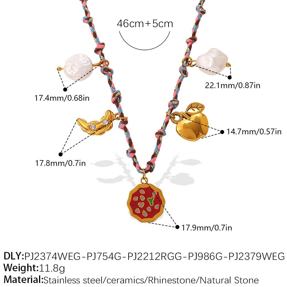 Summer Vacation Wind Dopamine Girl Heart Woven Color Rope Diy Diverse Pendant Bracelet Necklace Jewelry Set