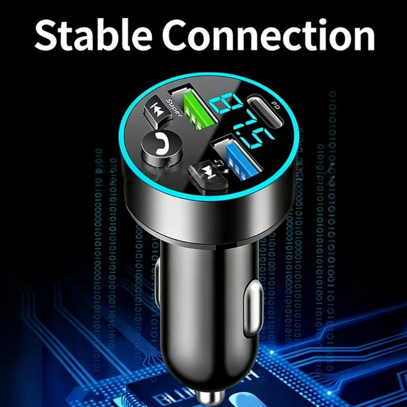 Digital Display FM Transmitter Car Chargers Handsfree MP3 Player Fast USB Type C Charging Adapter