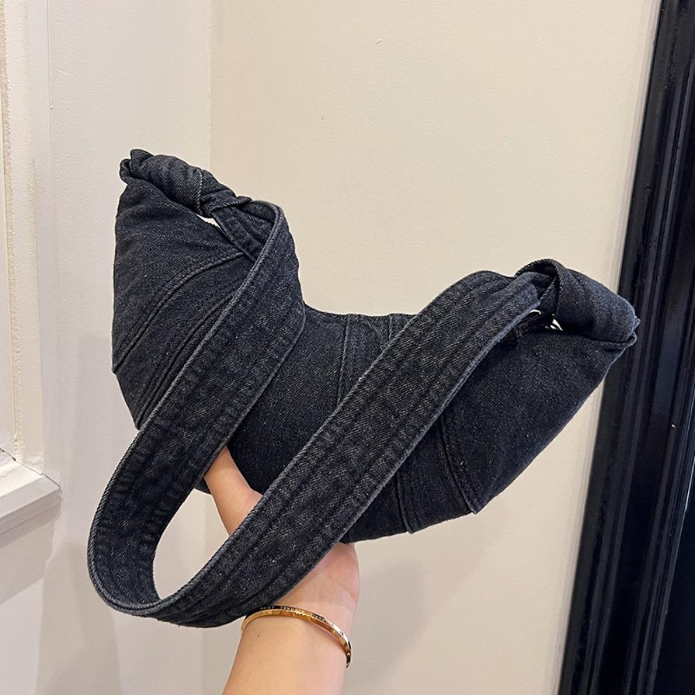 

Винтажная джинсовая холщовая сумка однотонная джинсовая холщовая сумка повседневная сумка-кроссбоди в форме полумесяца студенты Style 1