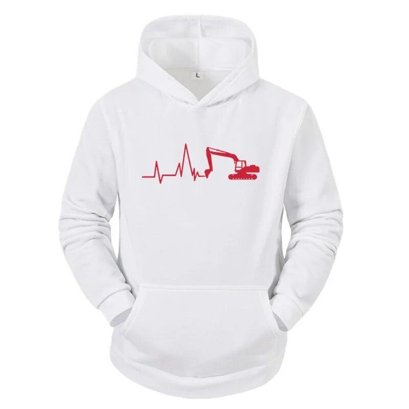 Новые зимние толстовки с экскаватором унисекс хлопковые толстовки с длинными рукавами и сердцебиением экскаватора одежда унисекс толстовка с капюшоном большого размера L 4873₽