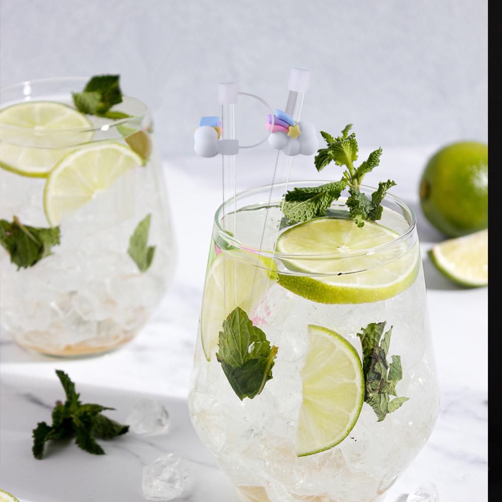 1/3/5PCS Glass Straw Stainless Steel Straw Silicone In Summer High Temperature Resistance Silicone Cup Lid Cover Dust Plug