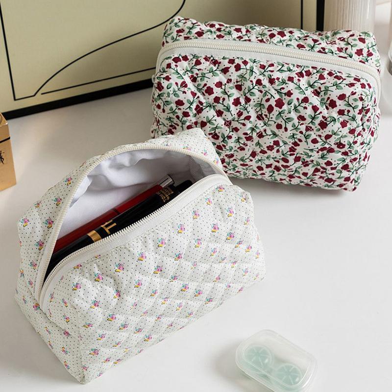 Floral Print Travel Portable Minimalist Large Capacity Soft Storage Makeup Bag