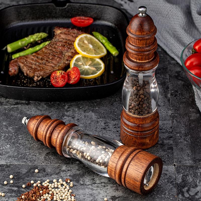 Wooden Spice Grinder Manual Salt And Pepper Grinder Set Cute Organic  Sustainable Wood Salt Pepper Mill Grinder