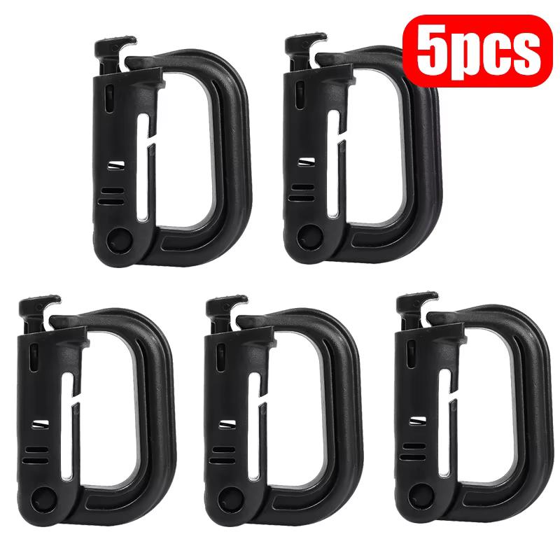 

5x Black Grimloc Molle Carabiner D Locking Ring Plastic Clip Snap Type Ring Buckle Carabiner Keychain Fastener Bag Buckle