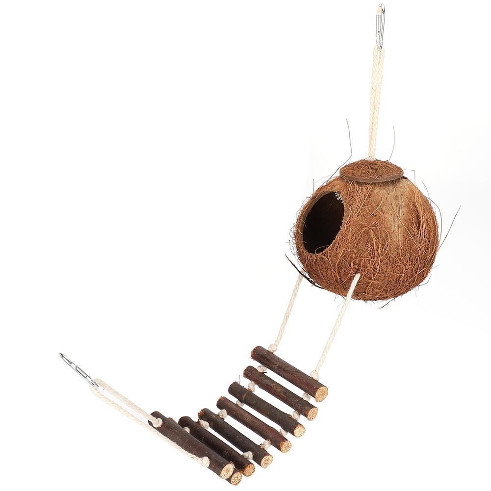 Bird S Nest Hamster Breeding Nest Climbing Ladder Natural Coconut Hideaway Toy House