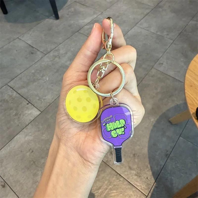 Creative Cartoon Pickleball Paddle Keychain Ornament - Fun Unisex Backpack Pendant Gift