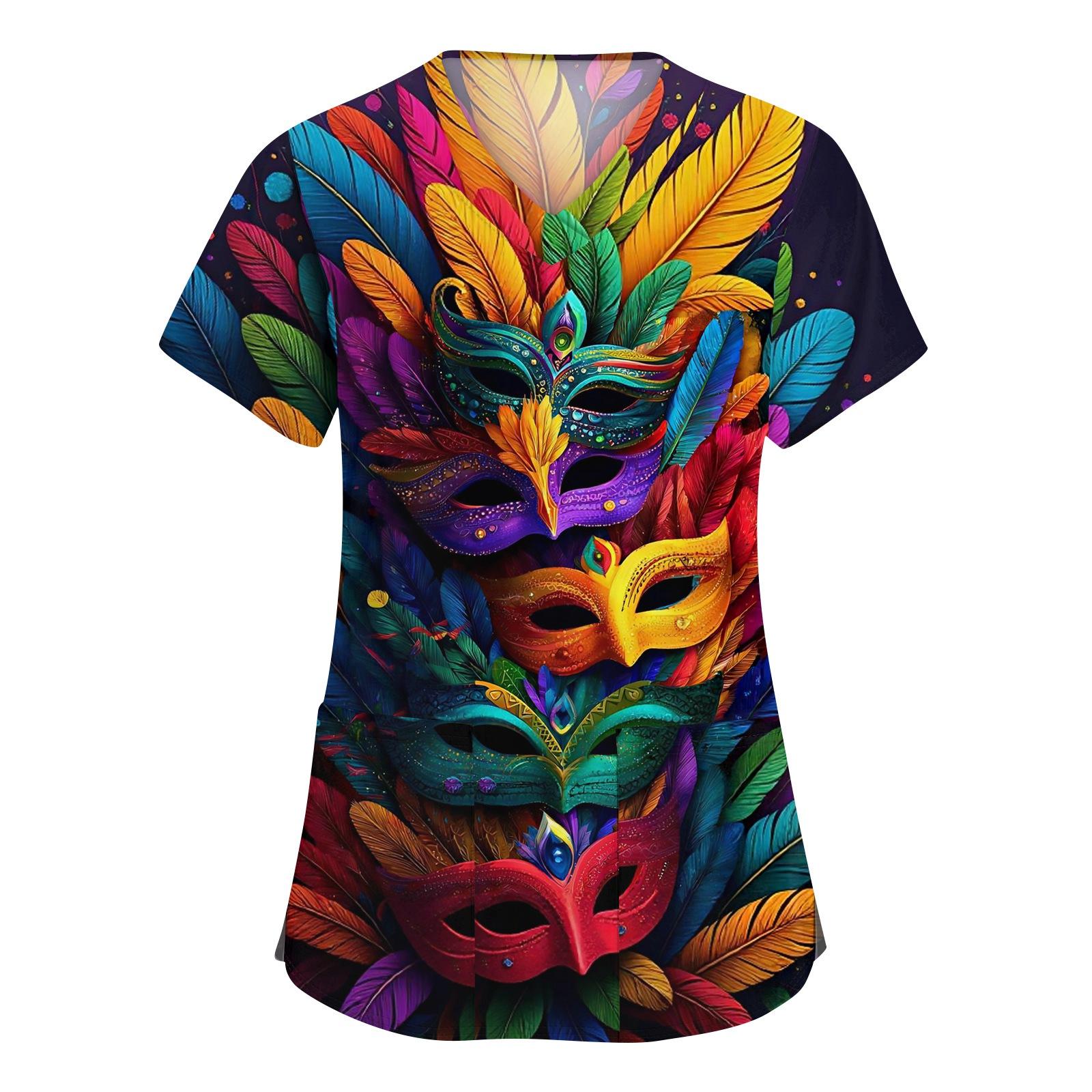 

Women s Fashion V-neck Short Sleeve Workwear With Pockets Printed Tops XL жёлтый