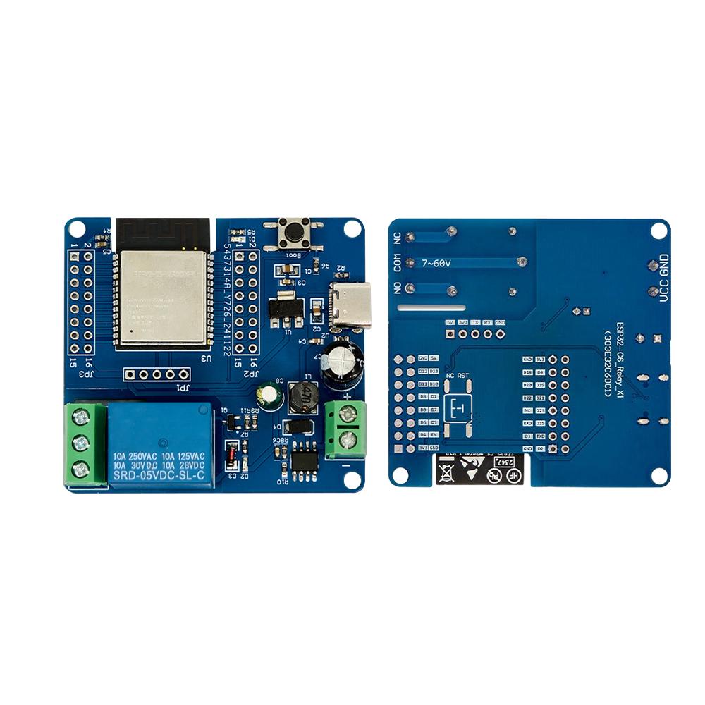 DC 5-60V Single Relay Module onboard ESP32-C6 WIFI Bluetooth5.3 Development Board Module Type-C Interface Supports SPI/UART /I2C