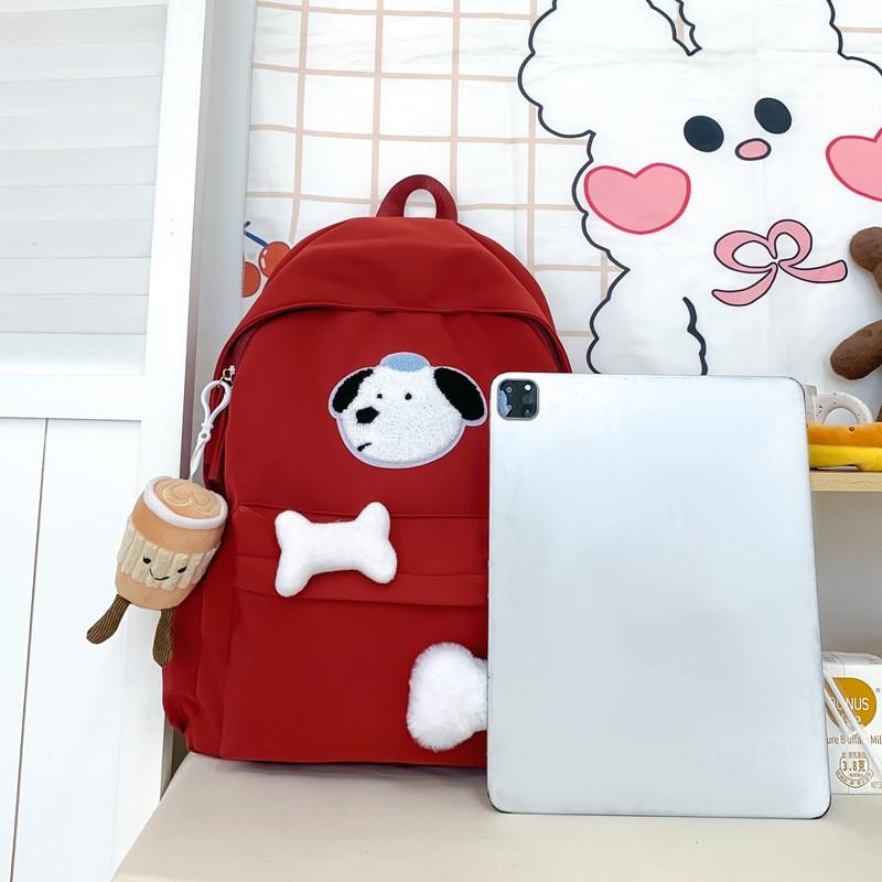 Student Cartoon Schultasche Hundedruck Damen Rucksack im College-Stil mit großer Kapazität für die dritte bis sechste Klasse