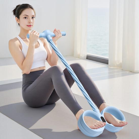 6-Buizen Pedaal Enkeltrekker Weerstandsband met Teller Handvat Elastisch Yoga Sit-up Trek Touw Mannen Vrouwen Pedaal Spanner Oefening Apparaat