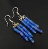 Natural Blue Ethiopian Opal Earrings, Multi Fire Beads, 925 Sterling Silver