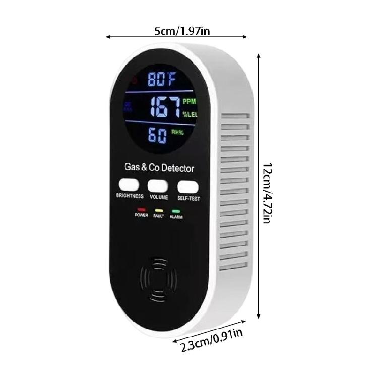 Home Gas Detectors and Carbon Monoxide Leak Monitor Alarm with Display, Sound Alerts, Selves-Test for Indoor Monitoring