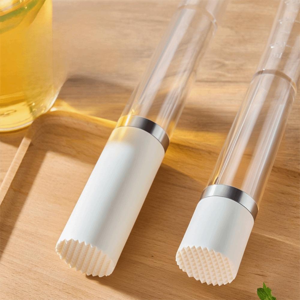 2 Stück 2 in 1 Bar Barkeeper Eisstößel Lebensmittelgeeigneter Silikondeckel mit Skala Eisbrecherhammer Kunststoff Saftstößel Kneipe