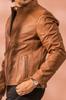 Elegante TAN Real Lambskin Couro Feito à Mão Nova Motociclista Jaqueta Masculina
