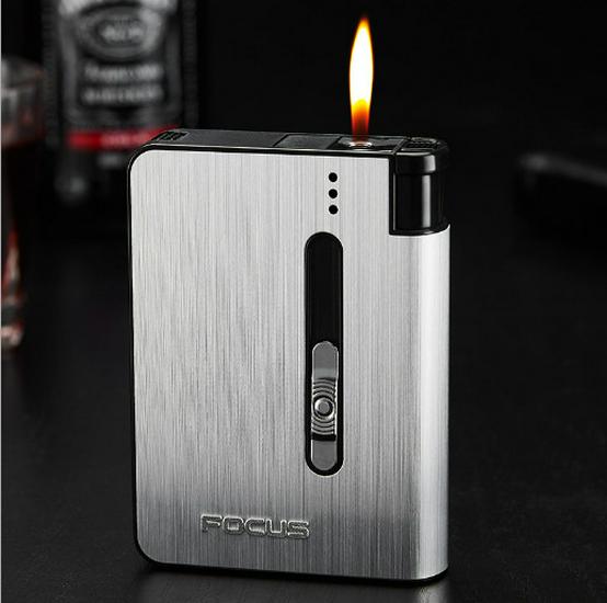 Focus YH026A10 Automatic Pop-up Cigarette Case & Lighter - Portable, Moisture-Proof, Pressure-Resistant