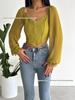 European-American V-Neck Lantern Sleeve Chiffon Blouse, 2025 Women's Fashion