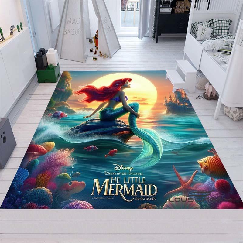 Cute Cartoon The Little Mermaid Ariel Princess Rug, Bedroom Playmat, Living Room Rug, Home Decor, Holiday Gift
