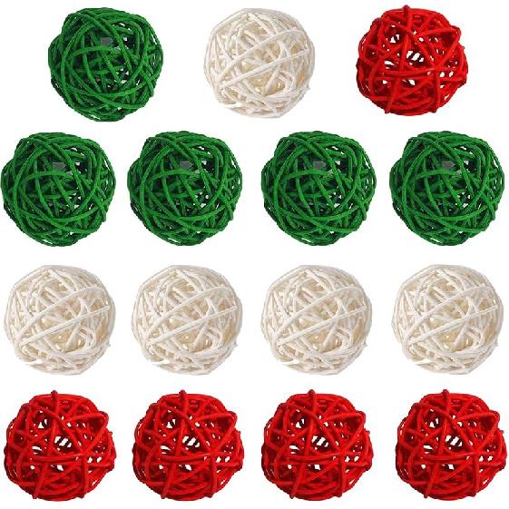 15 Pieces Wicker Rattan Balls Decorative Orbs Vase Fillers for Craft, Party, Wedding Table Decoration, Baby Shower, Aromatherapy Accessories, 2 Inch