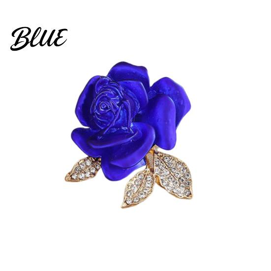 Decorative Brooch Pin 3D Rose Flower Shape Sparkling Rhinestones Inlaid