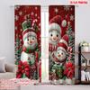 2pcs Merry Christmas Curtains Snowman1 Machine Washable Polyester Without Electricity Birthday Party Use for Bedroom Living Room