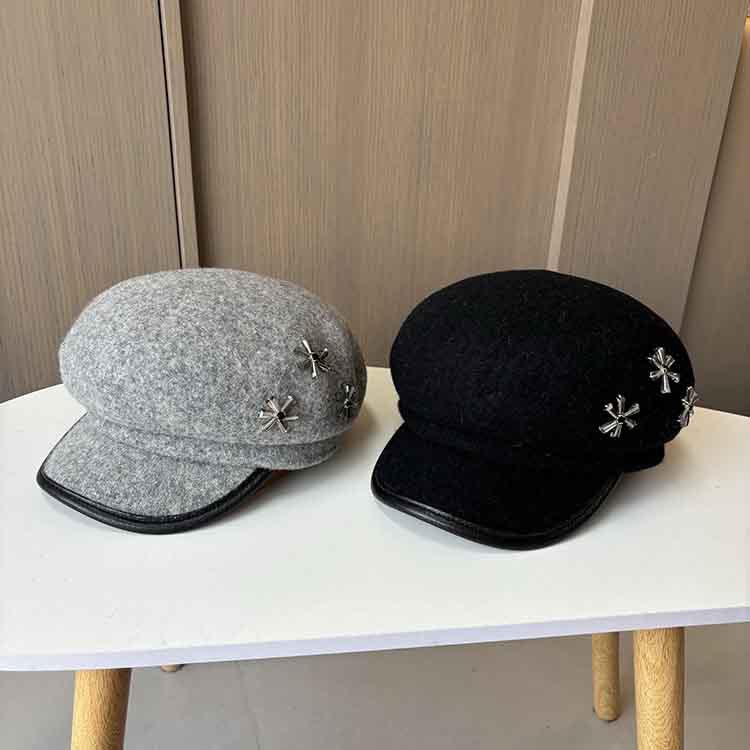 Hat Women's Autumn and Winter Wool Cap British Casual Felt Hat Versatile Fashion Foreign Style Beret Show Small Face