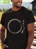 PLUS SIZE 100% Cotton Vinyl Record Graphic T-shirt - Loose Fit Casual Crew Neck Short Sleeve Tee for Outdoor Hiking