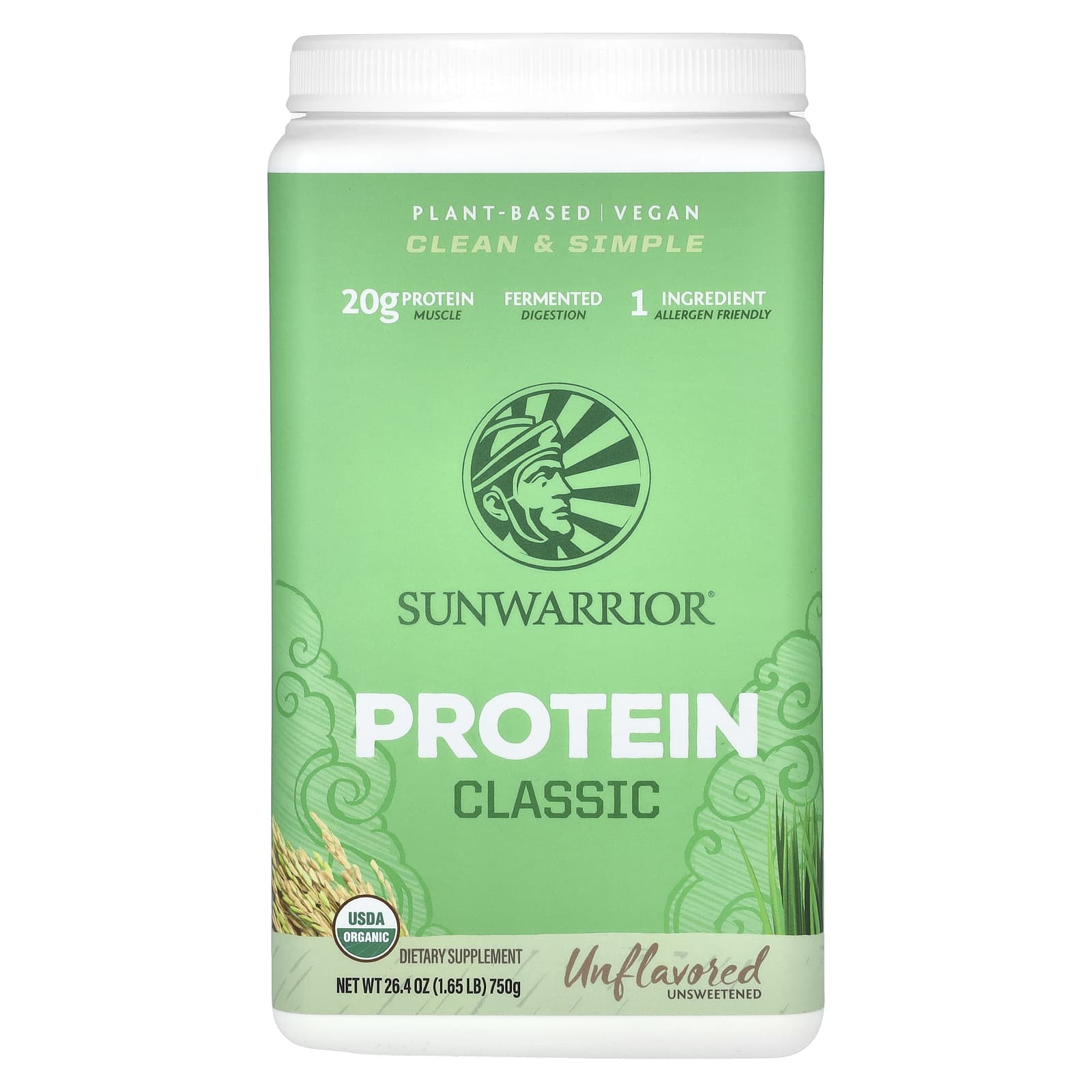 

Sunwarrior, Classic Protein, Unflavored, 1.65 lb (750 g)