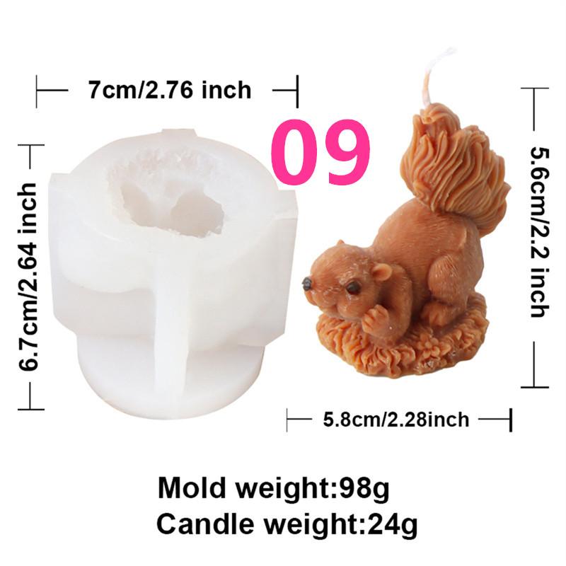 3D Animal Bear Squirrel Silicone Candle Molds DIY Cat Frog Soap Resin Crafts Plaster Making Mould Home Decor Gift