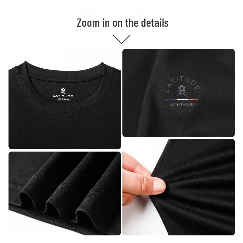 MONTAGUT Men's Summer Embroidered 100% Cotton T-Shirt