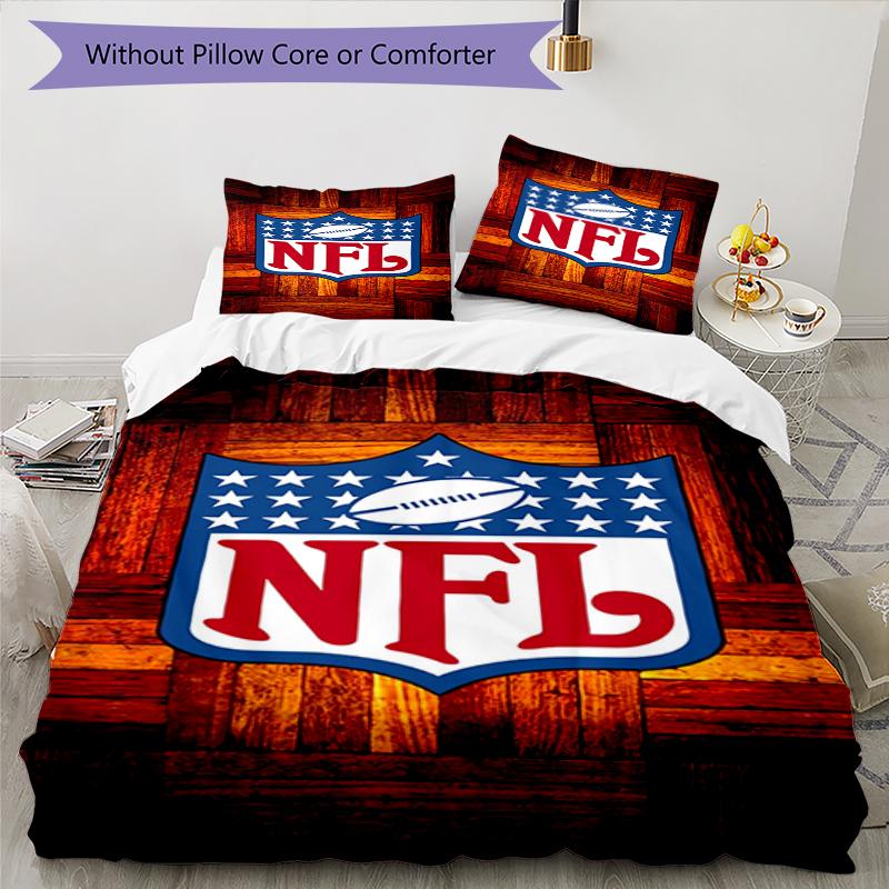 NFL Artwork Design Bed Bedding Set 1 Duvet Cover + 2 Pillowcases Soft Breathable Household Bed Linens