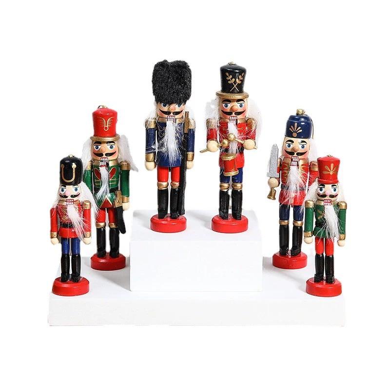 6 buc/Set Crăciun Spărgător de Nuci din Lemn Păpuși DIY Păpușă Jucărie Ornament Pandantiv Crăciun Figurine Sărbători Cadou