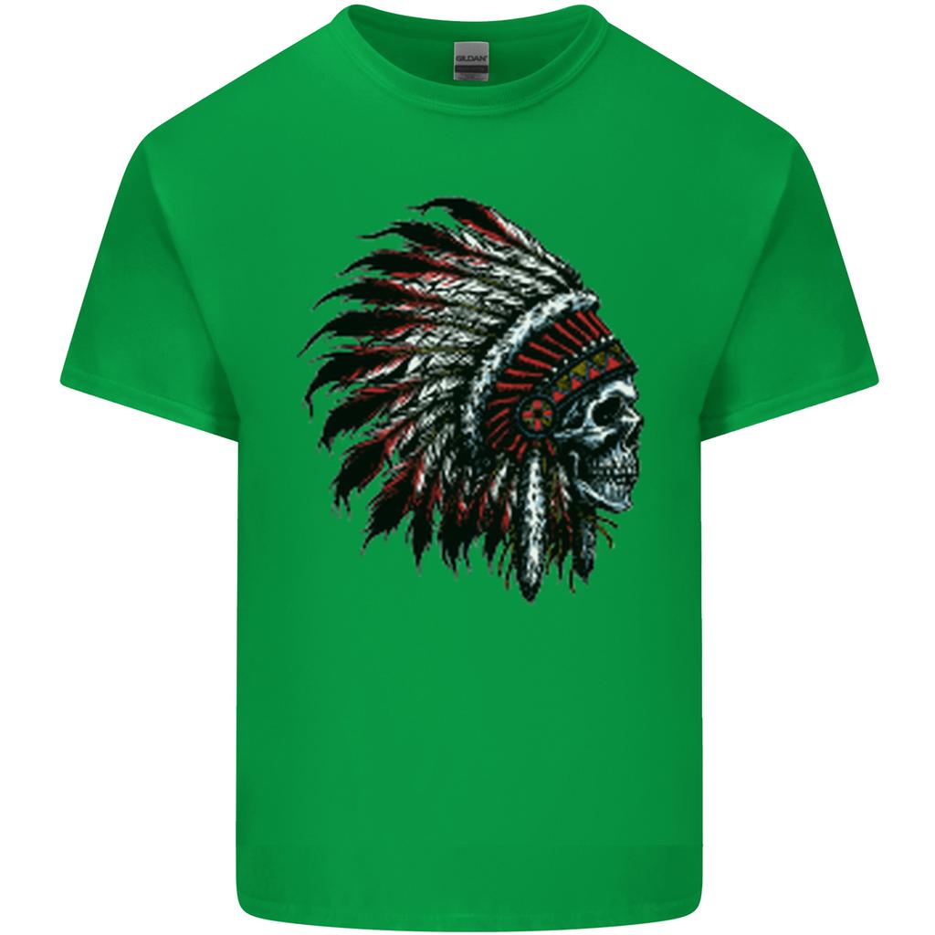 Indian Skull Headdress Biker Motorcycle Unisexs Light Cotton TShirt