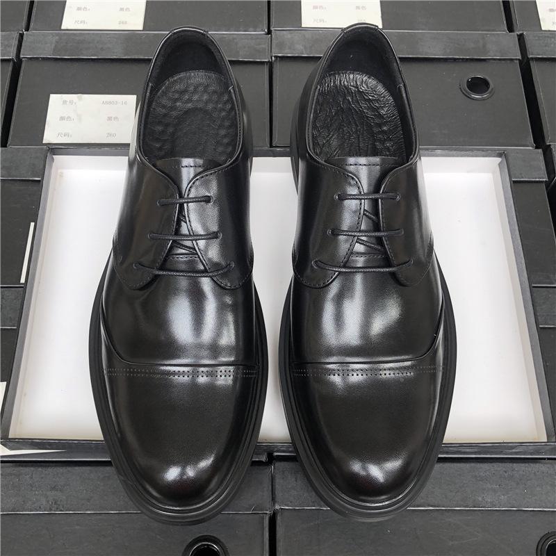 Round Head Men'S Leather Shoes Business Dress Leather Breathable Suit Work Shoes Wedding Men'S Shoes Round Head Leather Shoes Men