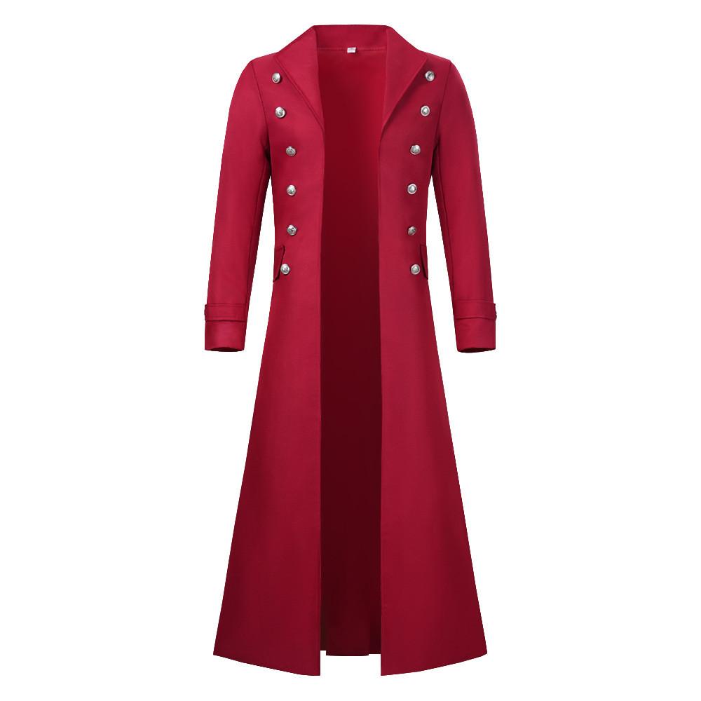 Cappotto Medievale Steampunk Gotico con Chiusura Doppiopetto per Cosplay e Giochi di Ruolo