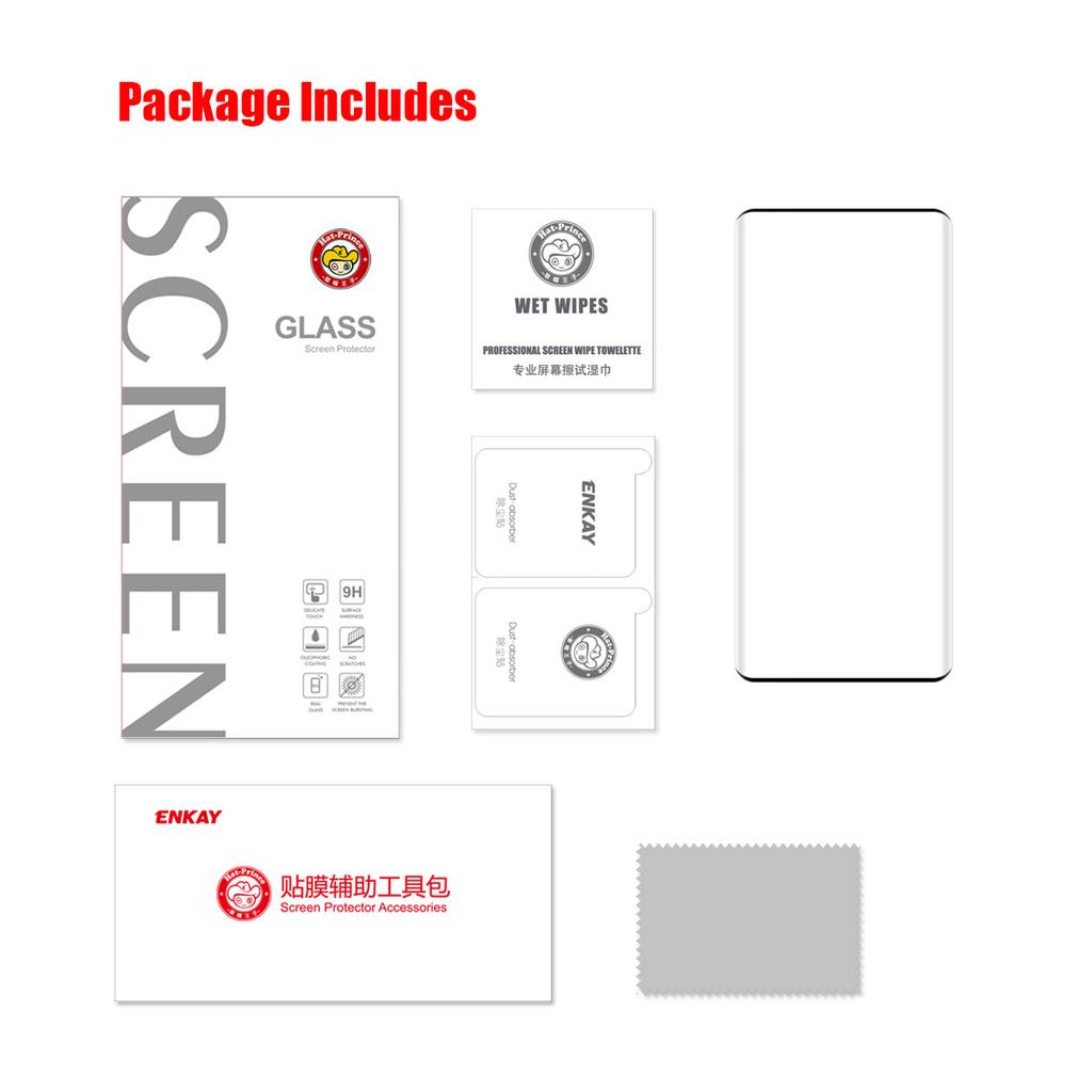 For Honor 300 Pro Tempered Glass ENKAY HAT PRINCE Screen Protector 3D Curved Clear Screen Film Support Fingerprint Unlock