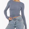 Women's Casual Long Sleeve T-Shirt Solid Color Slim-fit Pullover T-Shirt Women's Bottom Shirt Top