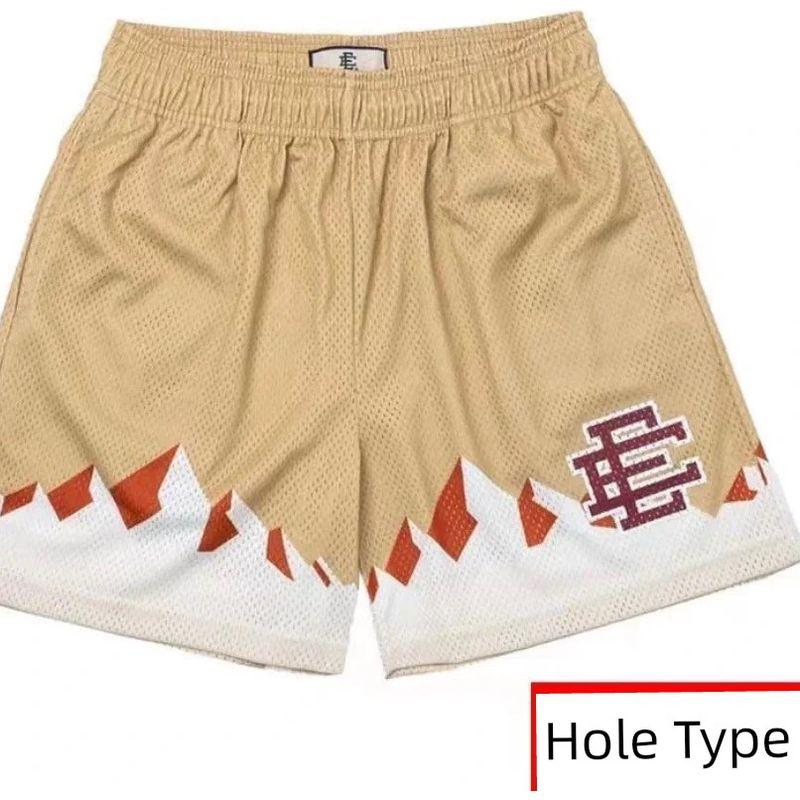

European and American Trendy Brand Ee American-Style Casual Sports Shorts Fitness Training Men s Quarter-Length Shorts Mesh Breathable Beach Shorts Khaki Snow Mountain Cave Style M