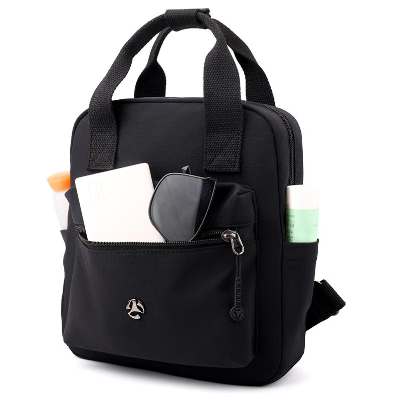 Nylon Backpack Women's Schoolbag Solid Color Small Handbag Travel Lightweight Backpack