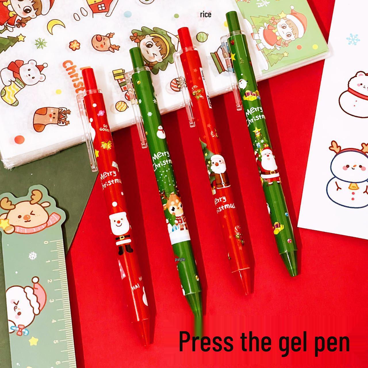 

Christmas Press-Type Gel Pens - Student Writing & Signing Brush Pens Gift Set 0.5mm