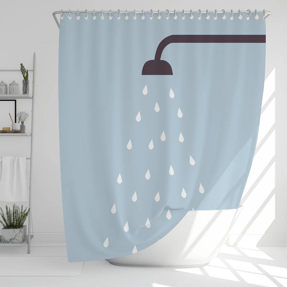 Bathroom Nordic Wind Geometry Shower Curtain Shower Head Abstract Minimalist Art Polyester Fabric Shower Curtain with Hooks