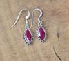 Solid 925 Sterling Silver Ruby Dyed Gemstone Marquise Shape Earrings Handmade Boho Earrings Silver Jewelry