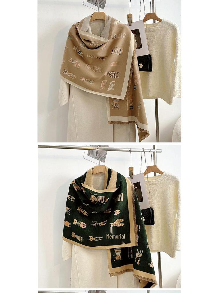 Women's Korean Style Cashew-Patterned Winter Scarf Shawl