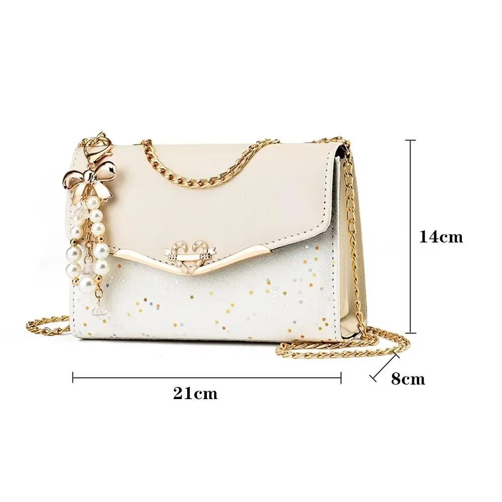 Rhinestone Pendant Square Handbag for Women Trendy Sequin Embellished Shoulder Bag Ladies  Crossbody Bag