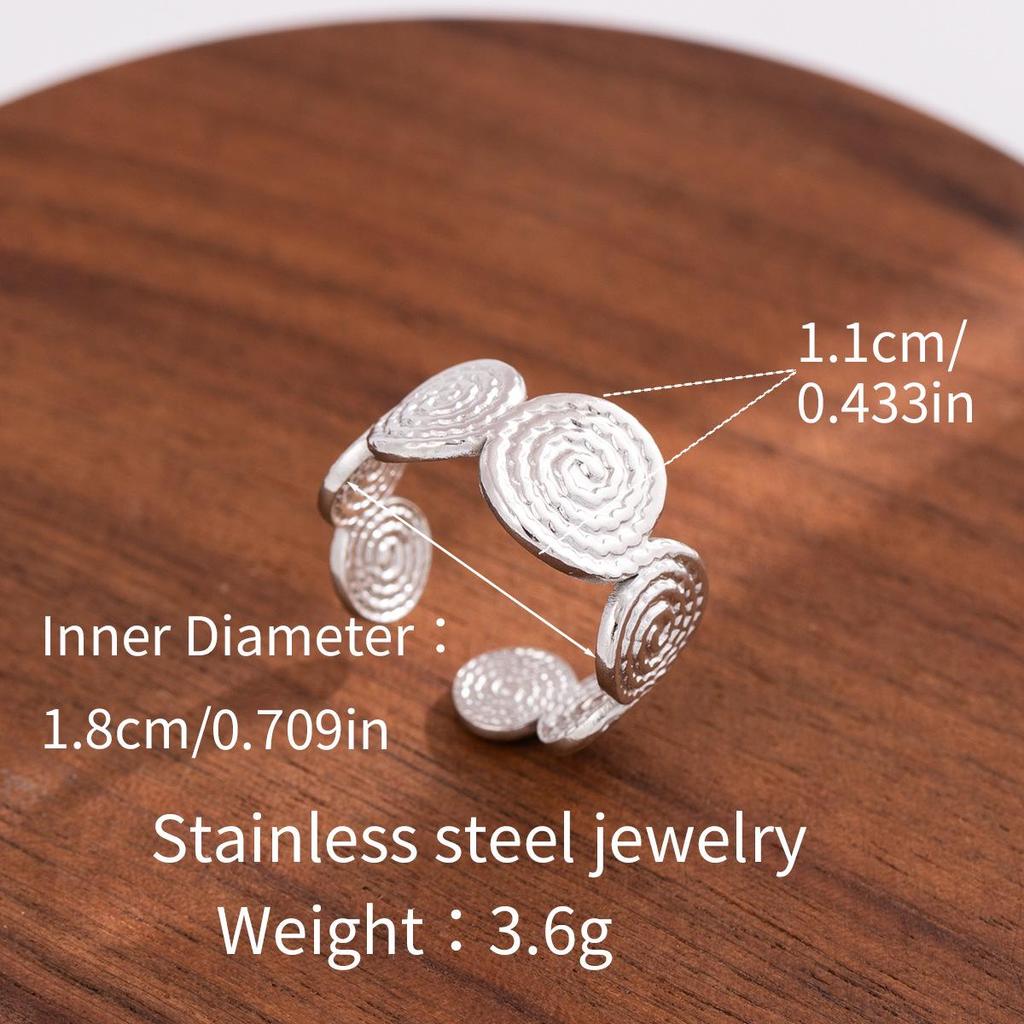 Stainless Steel Adjustable Open Ring - Colorfast Titanium Jewelry