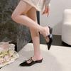 Fashion Brand Water Diamond Pearl Slippers Women's 2025 New Fairy Temperament Pointed Sandals Black Apricot Princess Style Women Shoes
