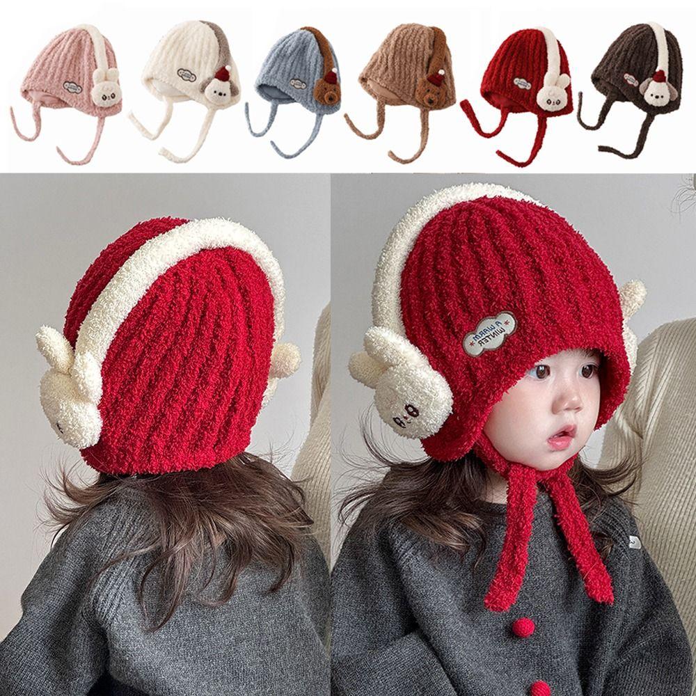 Cartoon Children's Plush Knitted Hat Animal Pattern Kids Ear Protection Hat  Photography Props