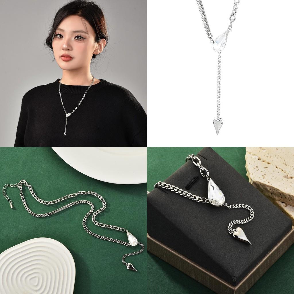 Premium Water Drop Crystal Lock Chain Necklace For Women Featuring Stylish Layered Elements